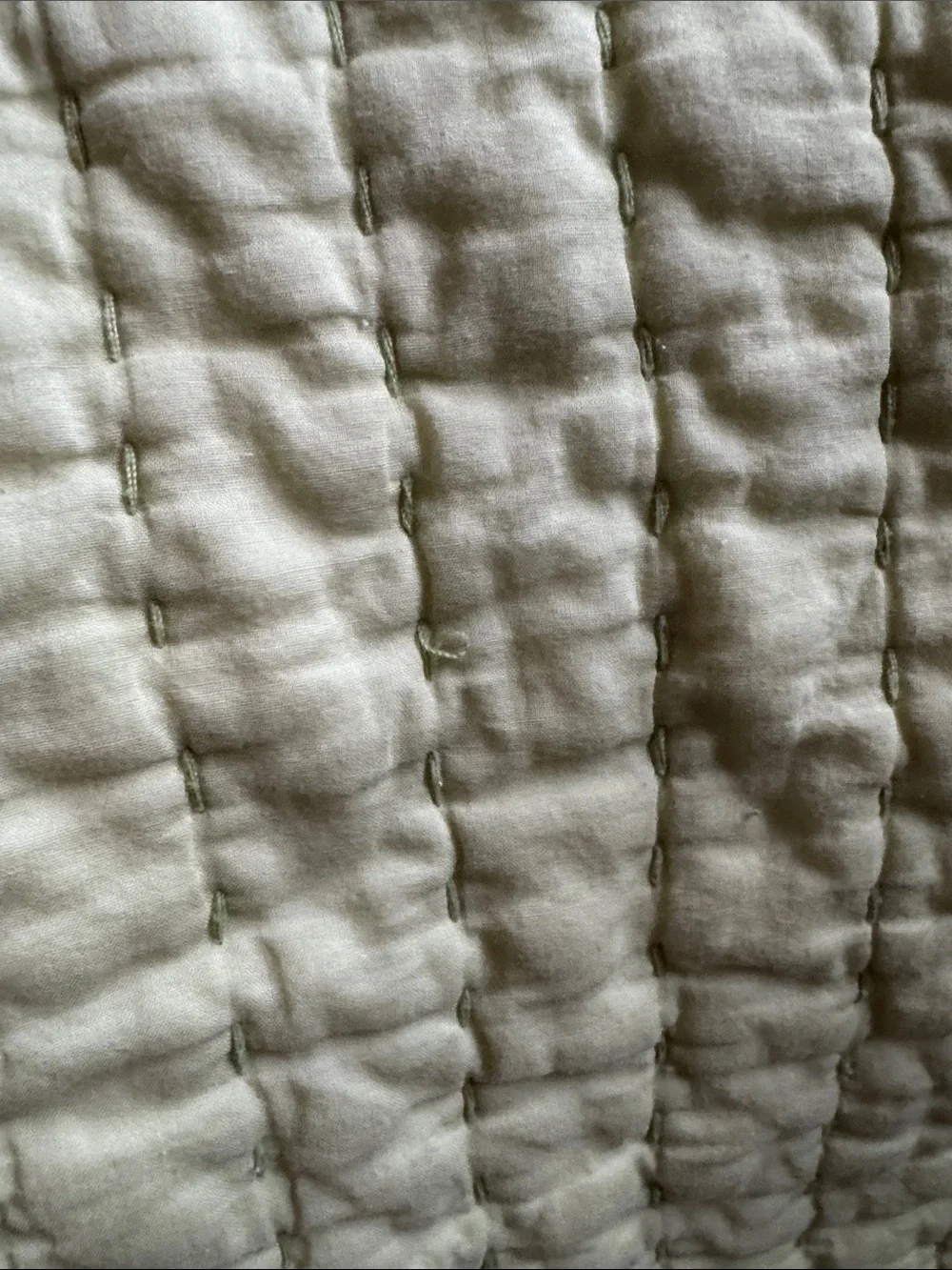Pottery Barn pick-stitch cotton linen Quilt- Queen